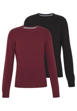Pier One 2 Pack- Jumper - Black/Bordeaux