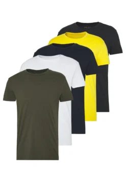 Pier One 5 Pack - Basic T-Shirt - Olive/ White/ Navy /Yellow /Black -Pier One 1b9164789150411d82264f1147f53451 scaled