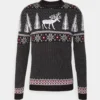 Pier One Wintery Christmas Jumper- Jumper - Black