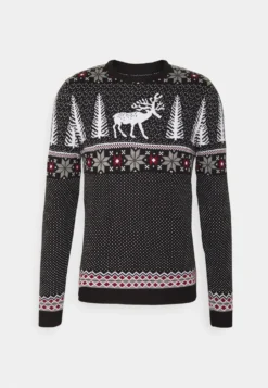 Pier One Wintery Christmas Jumper- Jumper - Black