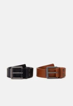 Pier One 2 Pack Unisex - Belt - Black/Cognac