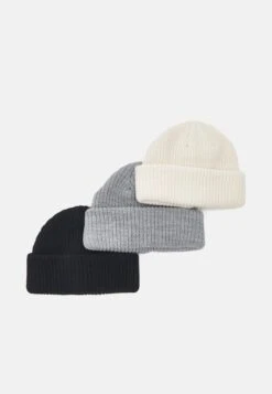 Pier One Unisex 3 Pack - Beanie - Black/White/Grey