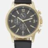 Pier One Unisex - Chronograph Watch - Black/Gold-Coloured