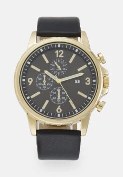 Pier One Unisex - Chronograph Watch - Black/Gold-Coloured