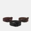 Pier One 3 Pack Unisex - Belt - Black/Brown/Dark Brown