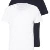 Pier One 2 Pack - Basic T-Shirt - White/Dark Blue
