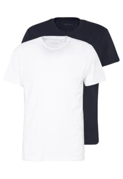 Pier One 2 Pack - Basic T-Shirt - White/Dark Blue