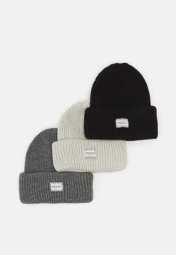 Pier One Unisex 3 Pack - Beanie - Black/Dark Grey/Off-White